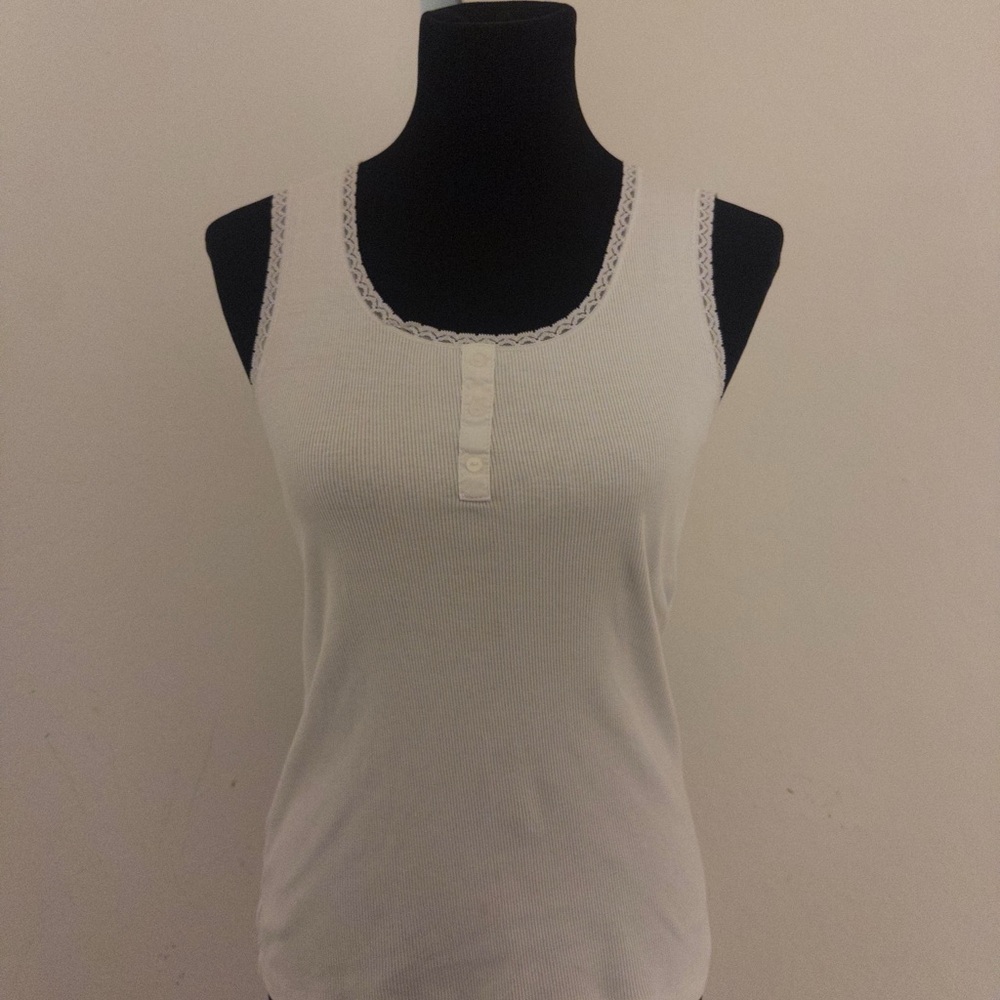 Joe Boxer White Lace Trim Tank Top